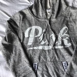 NWOT Victoria’s Secret Pink Grey Half Zip Hoodie